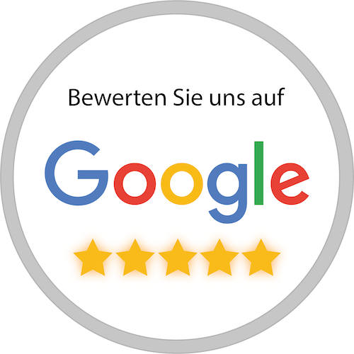 Beispiel Aufkleber Google Bewertung erbitten 5 Sterne