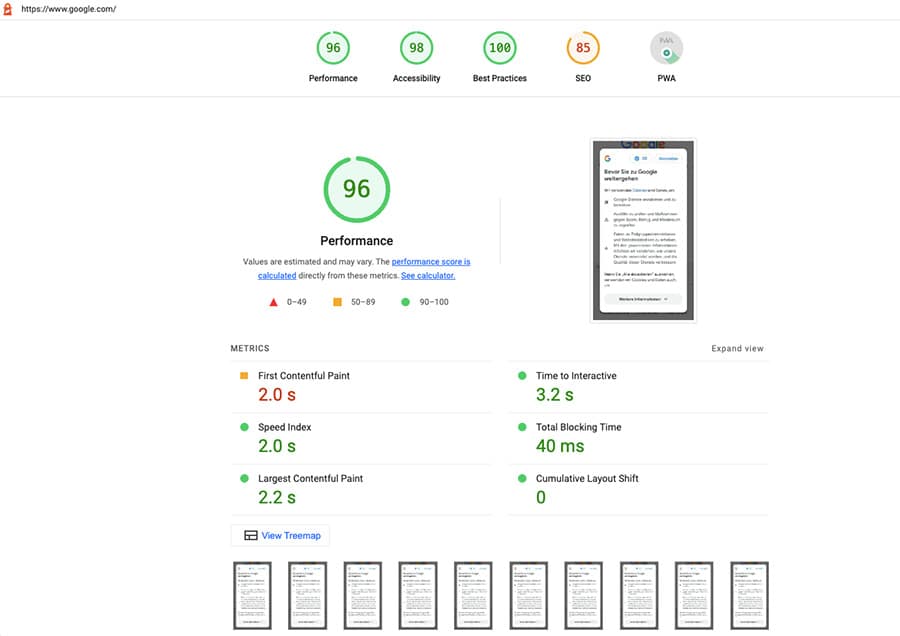 Google Lighthouse Report